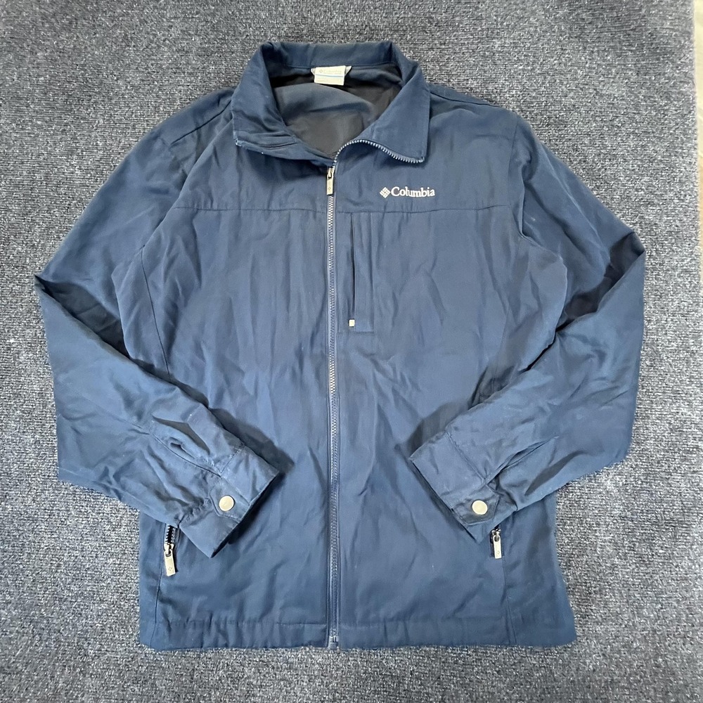 Columbia Jacket Mens Large Blue Full Zip Windbreaker Lightweight Outdoor Hiking